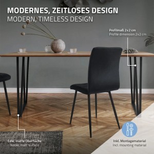 ML-Design Tischbeine, 2er Set, 71,5cm hoch, rechteckig, Stahl schwarz für Esstisch.