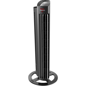 Schwarzer Vornado Standventilator Tower M für optimale Luftzirkulation im Raum.