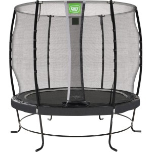 Schwarzes EXIT Lotus Classic Gartentrampolin, Ø 253 cm, mit Sicherheitsnetz für sicheren Springspaß.