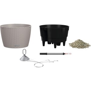 Lechuza Nido Cottage 35 Hängeampel, sandbraun, Ø 35cm, mit Pflanzeinsatz, Bewässerungssystem und Aufhängung.