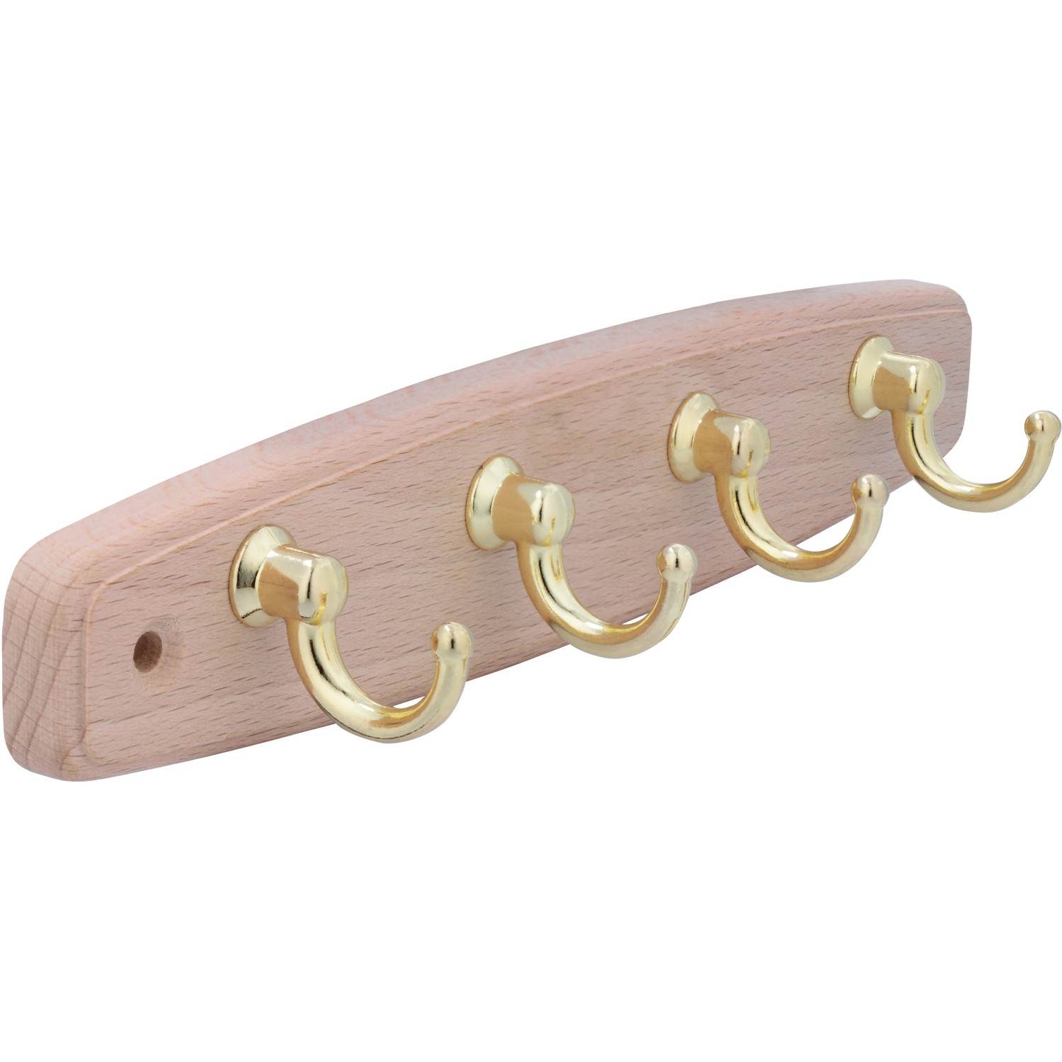 Siro Schlüsselleiste aus Buche mit 4 Messinghaken, Länge 200mm, FSC®-zertifiziert.