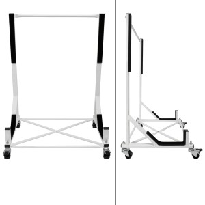 Weißer ECD Germany Hardtopständer aus Stahl mit 4 Rollen für Garagen & Carports.