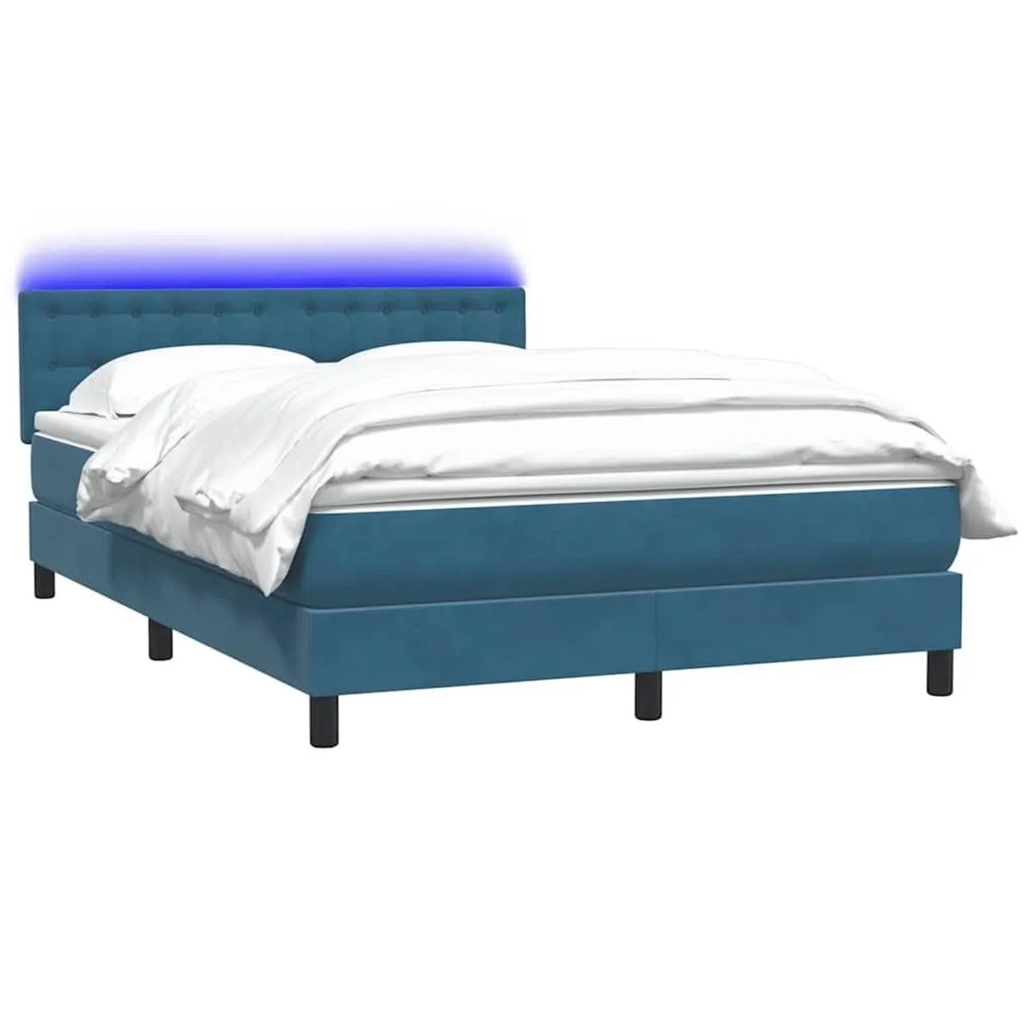 vidaXL Boxspringbett mit Matratze & LED Dunkelblau 140x210 cm Samt 3317269 günstig online kaufen
