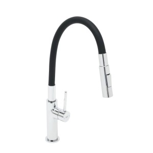 Swiss Aqua Technologies Küchenarmatur Flexible Waschtischarmatur mit Hohem Auslauf und Umschalter Schwarzmatt und Chrom