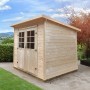 Weka Holz-Gartenhaus Taro A Natur, 235x240, mit Doppeltür und Pultdach, unbehandeltes Fichtenholz.