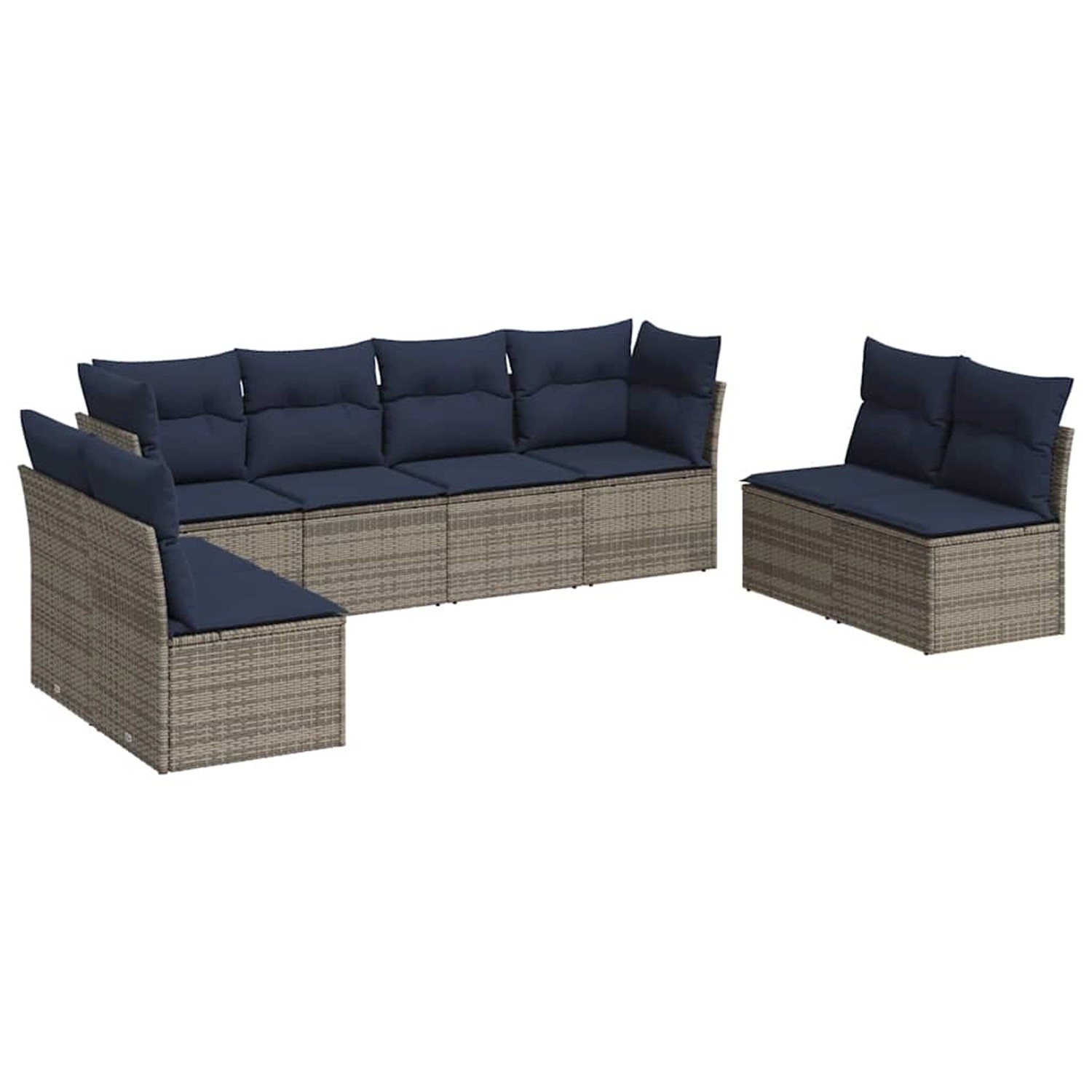 vidaXL 8-Tlg Garten-Sofagarnitur mit Kissen Grau Poly Rattan 3217451