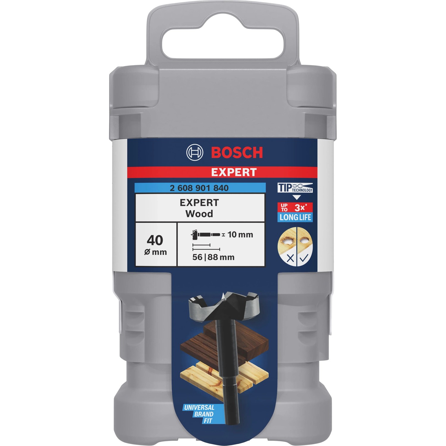 Bosch Forstnerbohrer Expert Wood, 40 mm, im Set-Kasten. Holzbohrer für präzise Löcher.
