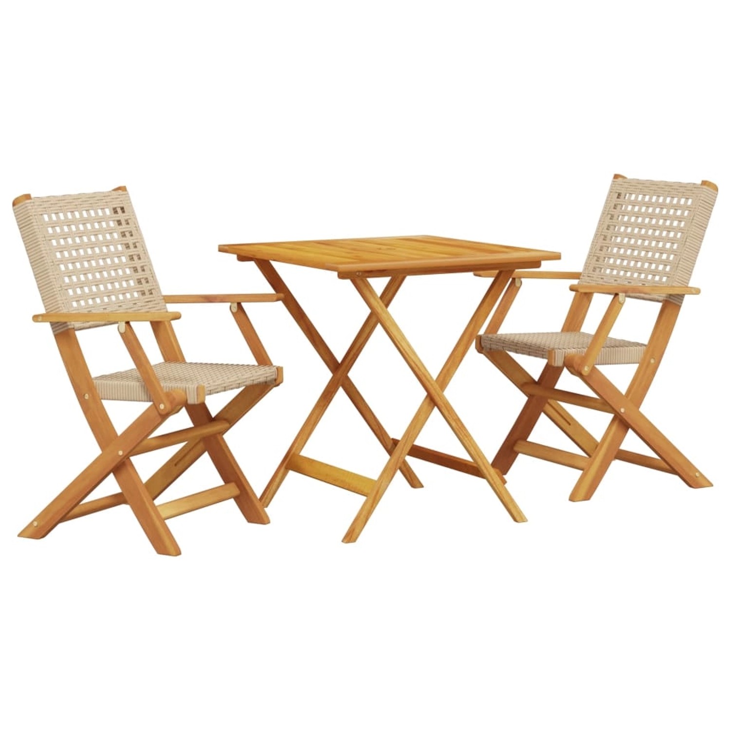 Thumbnail - vidaXL 3-tlg Bistro-Set Beige Poly Rattan und Massivholz Modell 5