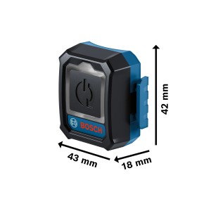 Bosch Professional GCT 42 Auto-Start Modul für Staubsauger, Nahaufnahme mit Maßangaben.