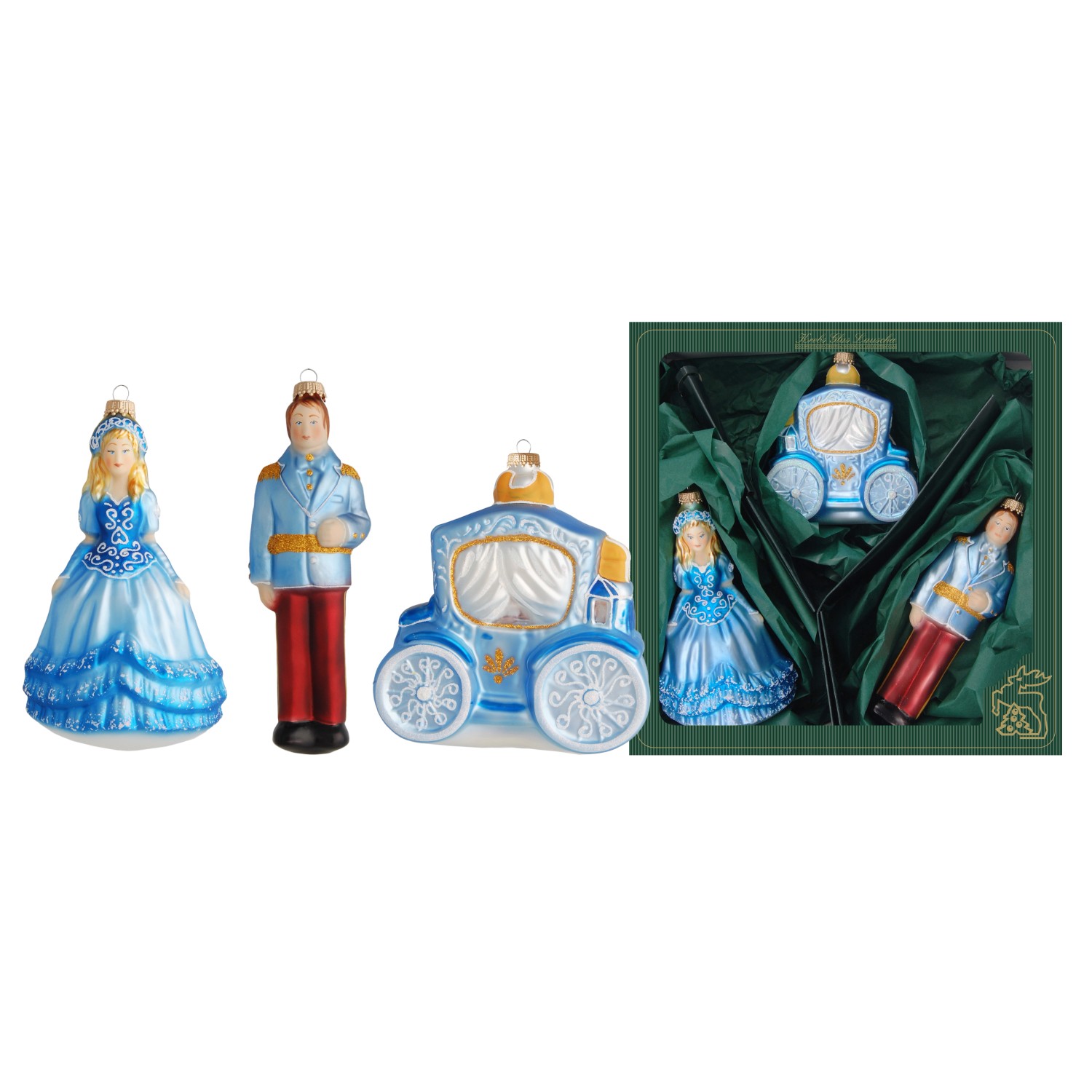 Krebs Glas Lauscha Weihnachtsornamente Cinderella 3-tlg. 12cm