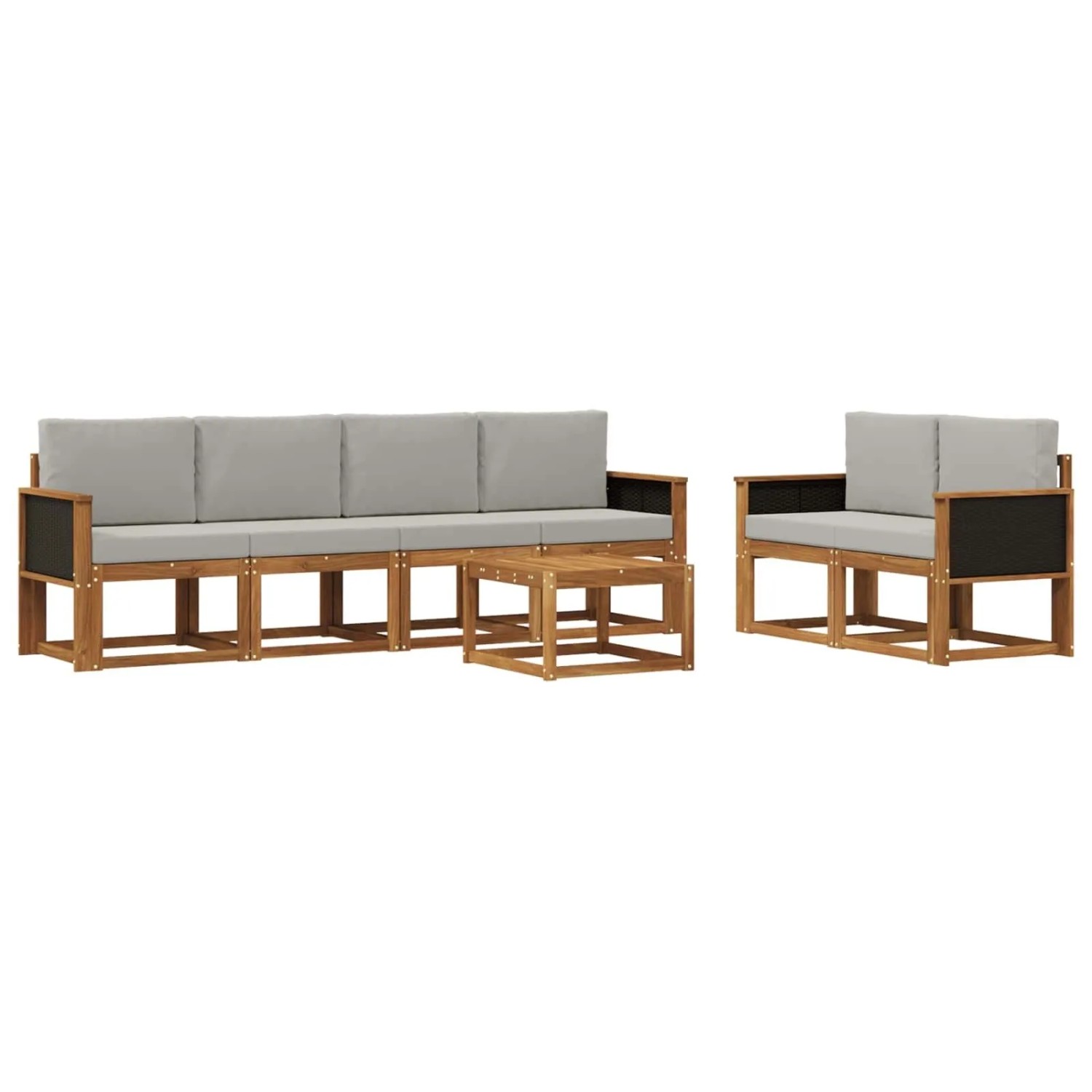 vidaXL Outdoor-Sofagarnitur mit Kissen 6 Stk Natur und Hellgrau 3385002