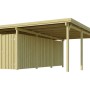 Weka Einzelcarport mit Geräteraum, Holzkonstruktion mit PVC-Dach, 512x579 cm.