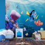 Kinderzimmer mit Disney Findet Dorie Fototapete in Blau, Unterwasserwelt mit Fischen.