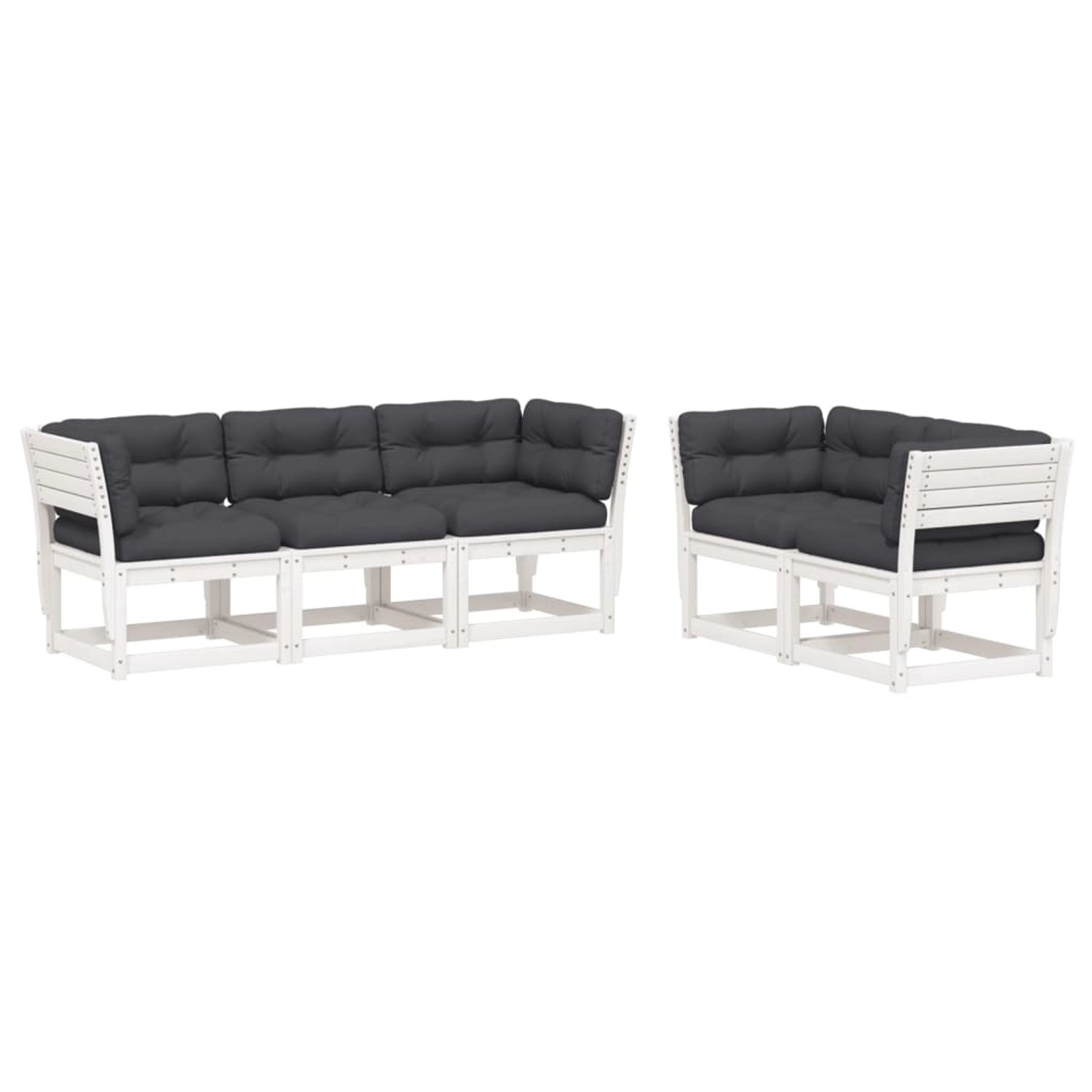vidaXL 5-Tlg Garten-Sofagarnitur mit Kissen Weiß Massivholz Kiefer 3217001 günstig online kaufen