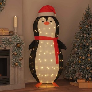 vidaXL Schnee-Pinguin Figur Warmweiß 78 x 88 x 180 cm Stoff 42018966