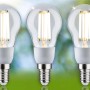 Drei Paulmann E14 LED Leuchtmittel in Tropfenform, 2,5 W, warmweißes Licht.