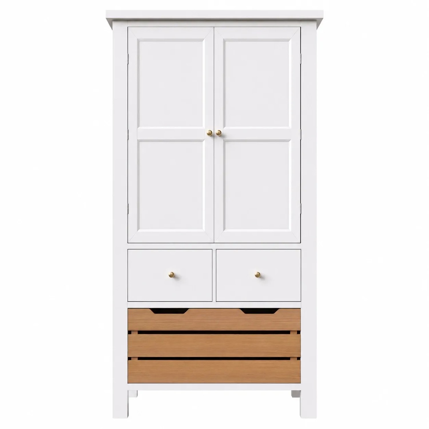 Merax Küchenschrank 80x40x140 cm Schwarz Weiß 2 Türen 5 Schubladen