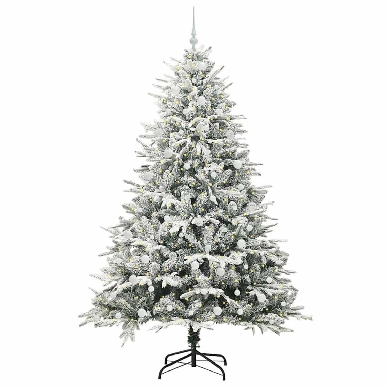 vidaXL Künstlicher Vorbeleuchteter Weihnachtsbaum mit Kugelset Grün 3395418