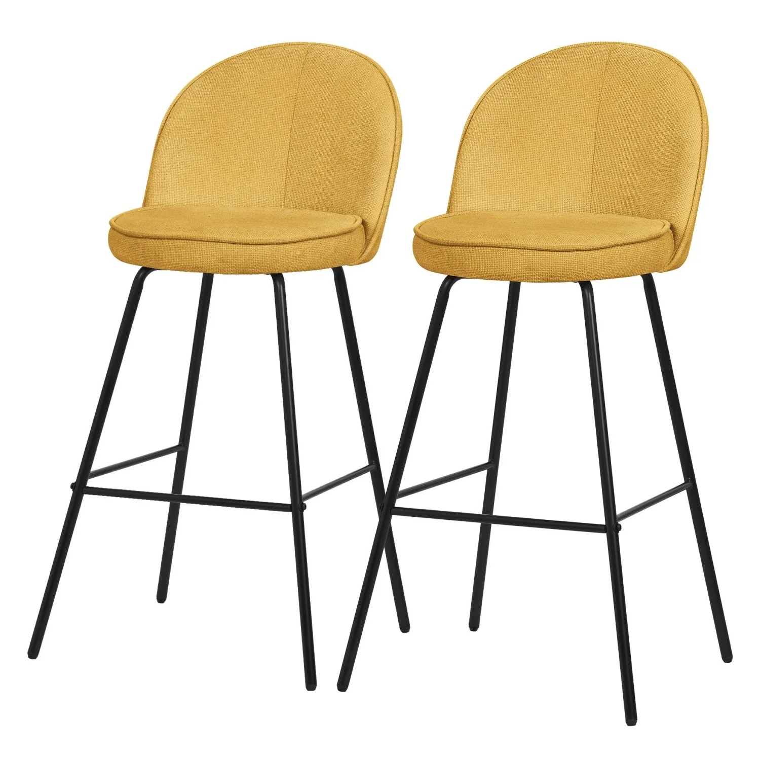 ML-Design Barhocker 2Er Set Senf 75 cm Hoch mit Stoffbezug günstig online kaufen