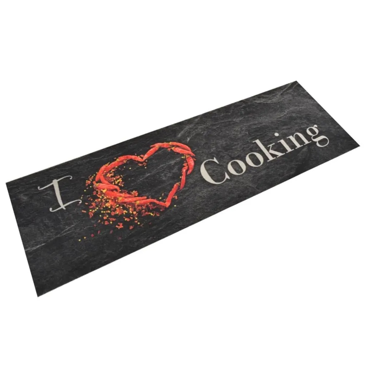 vidaXL Küchenteppich Waschbar Cooking Schwarz 60x180 cm Samt 136550