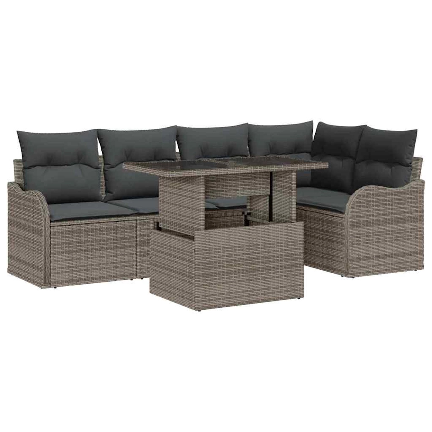 vidaXL 6-Teiliges Garten-Sofa-Set mit Kissen in Grau Poly Rattan 3348465 günstig online kaufen