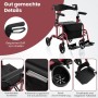 Costway Rollator Faltbar & Leicht Gehhilfe 6-Fach Höhenverstellbar Rot_4