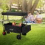 Schwarzer Hauki Bollerwagen L mit Dach, faltbarer Transportwagen für Camping und Ausflüge.