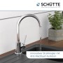 Schütte Cornwall Niederdruck Spültischarmatur in Chrom mit Wasserfluss.