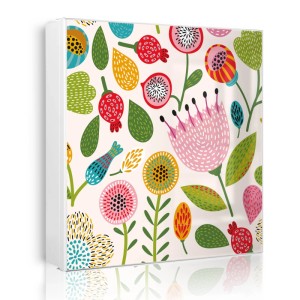 Weißer Banjado Metall Schlüsselkasten 30x30cm mit farbenfrohem, naiven Blumenmuster. Praktische Garderoben-Aufbewahrung.