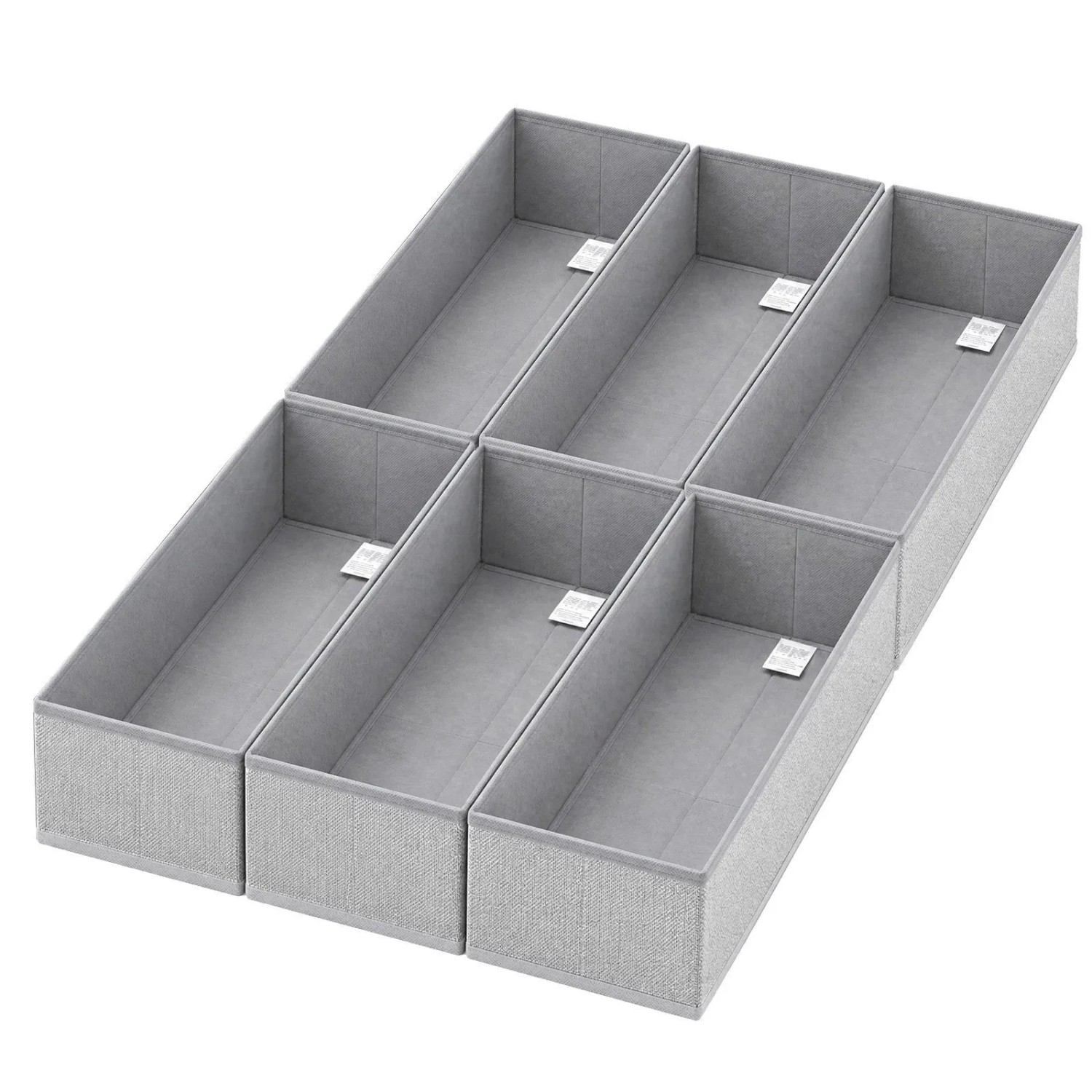 Sekey Aufbewahrungsbox Schubladen Organizer aus Vliesstoff Faltbare Stoffboxen 6er Set 17,5 x 41 x 11 cm ohne Fächer für Unterwäsche Socken Kleinteile