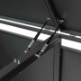 Detailaufnahme: Geöffnete Westmann Mülltonnenbox 2-fach mit Gasdruckfedern.