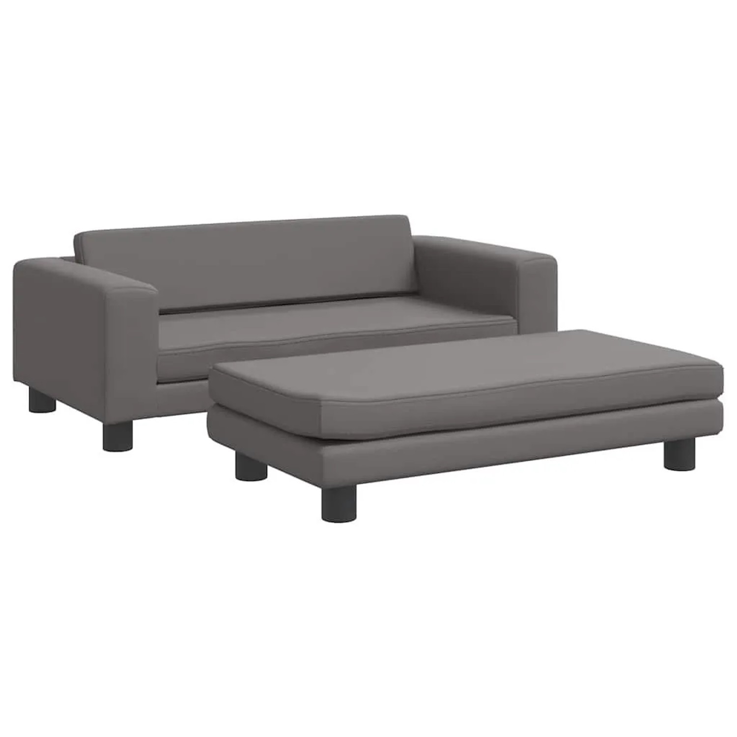 vidaXL Kindersofa mit Hocker Grau 100x50x30 cm Kunstleder 3196417