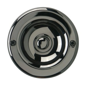 Runder REV Klingeltaster aus Messing in dunklem Metall-Look für die Unterputzmontage.