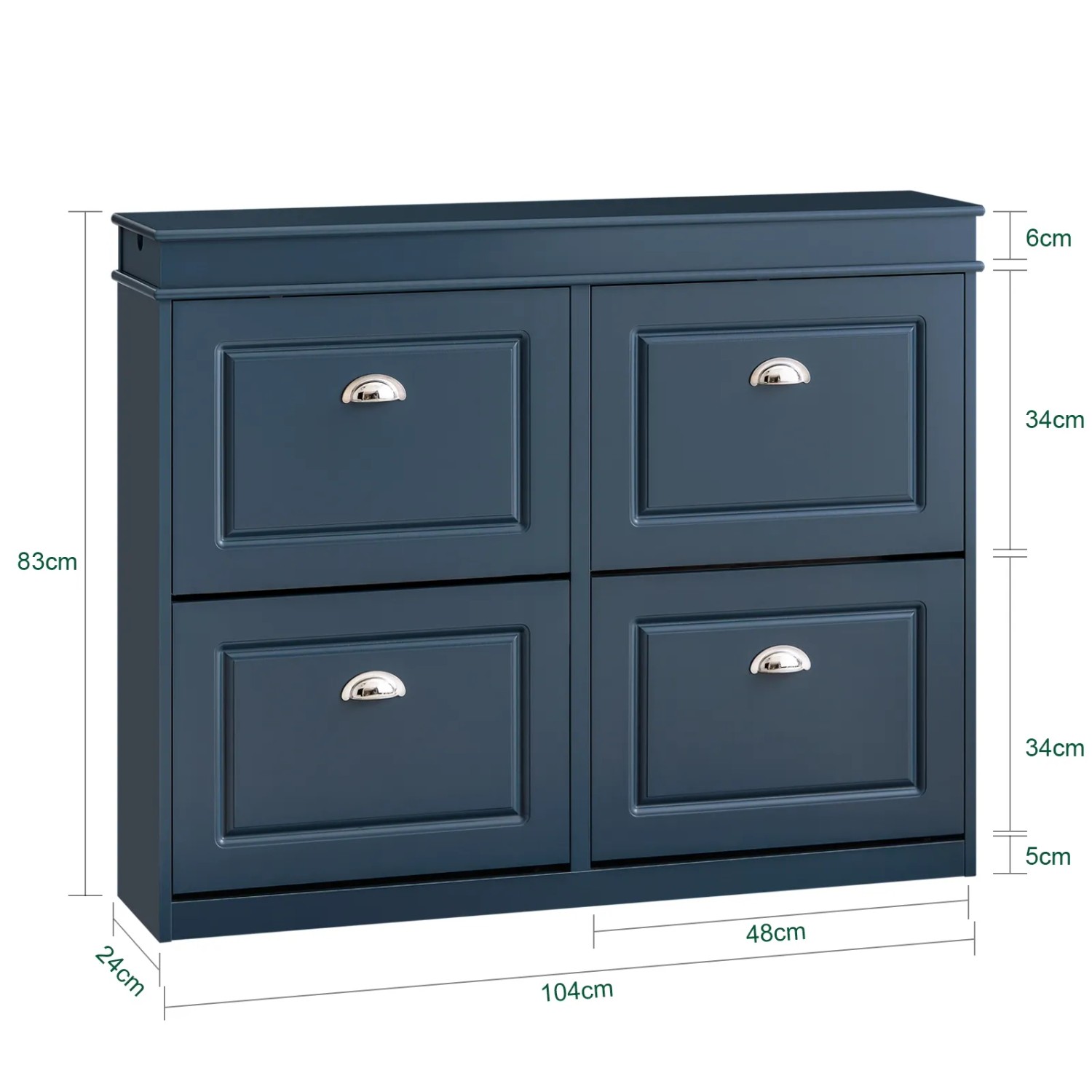 SoBuy Schuhschrank mit 4 Klappen Schuhkommode MDF Schuhregal 105x82x24cm Blau FSR79-B_4