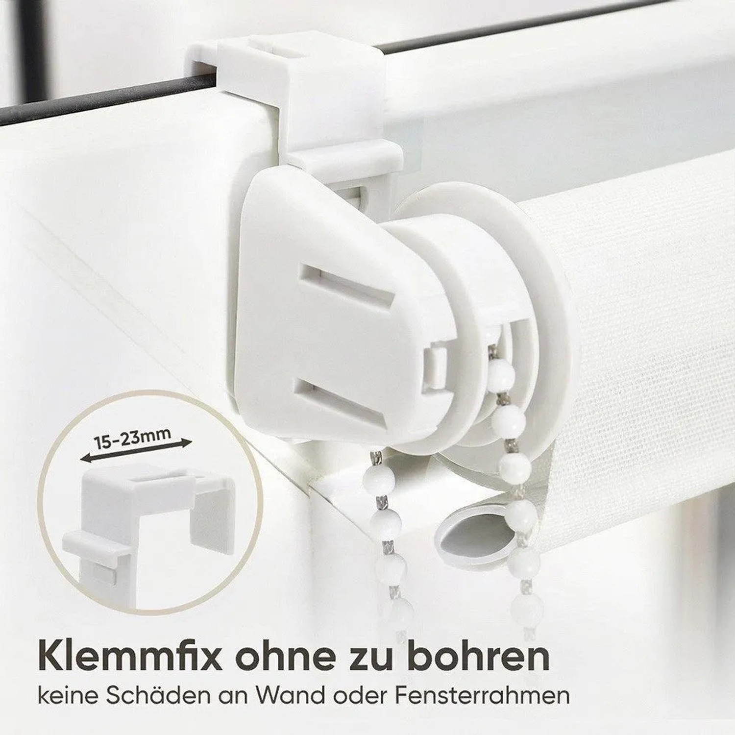 Sekey Seitenzugrollo Uni Klemmfix Lichtschutz ohne Bohren Weiß 100x130cm_6