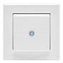 Weißer Homematic IP Wandtaster 2-fach für Hausautomation. Funk-Schalter mit blauem Symbol zur Smart Home Steuerung.