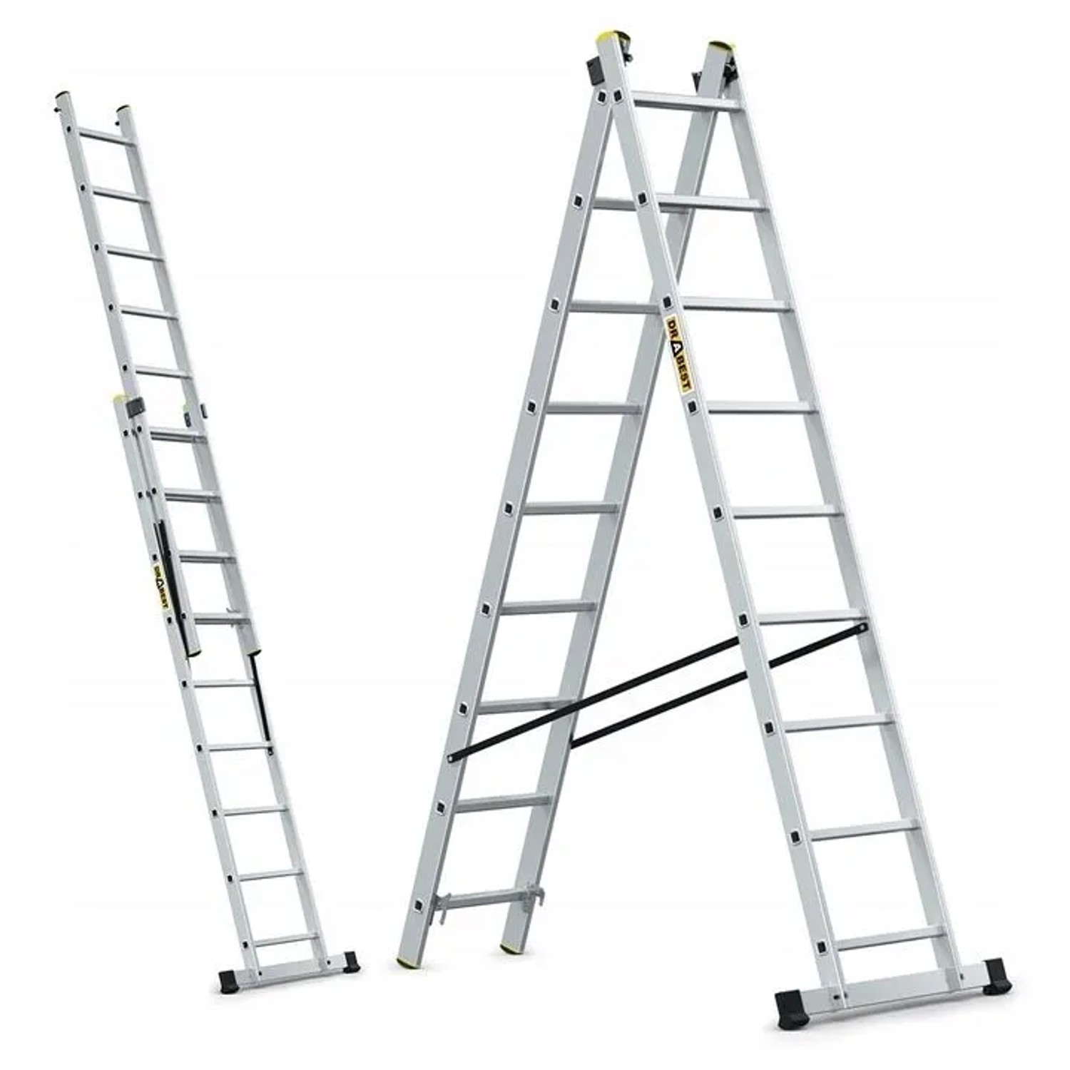 DRABEST Professionelle Aluminium Multifunktionsleiter 2x9 150 KG