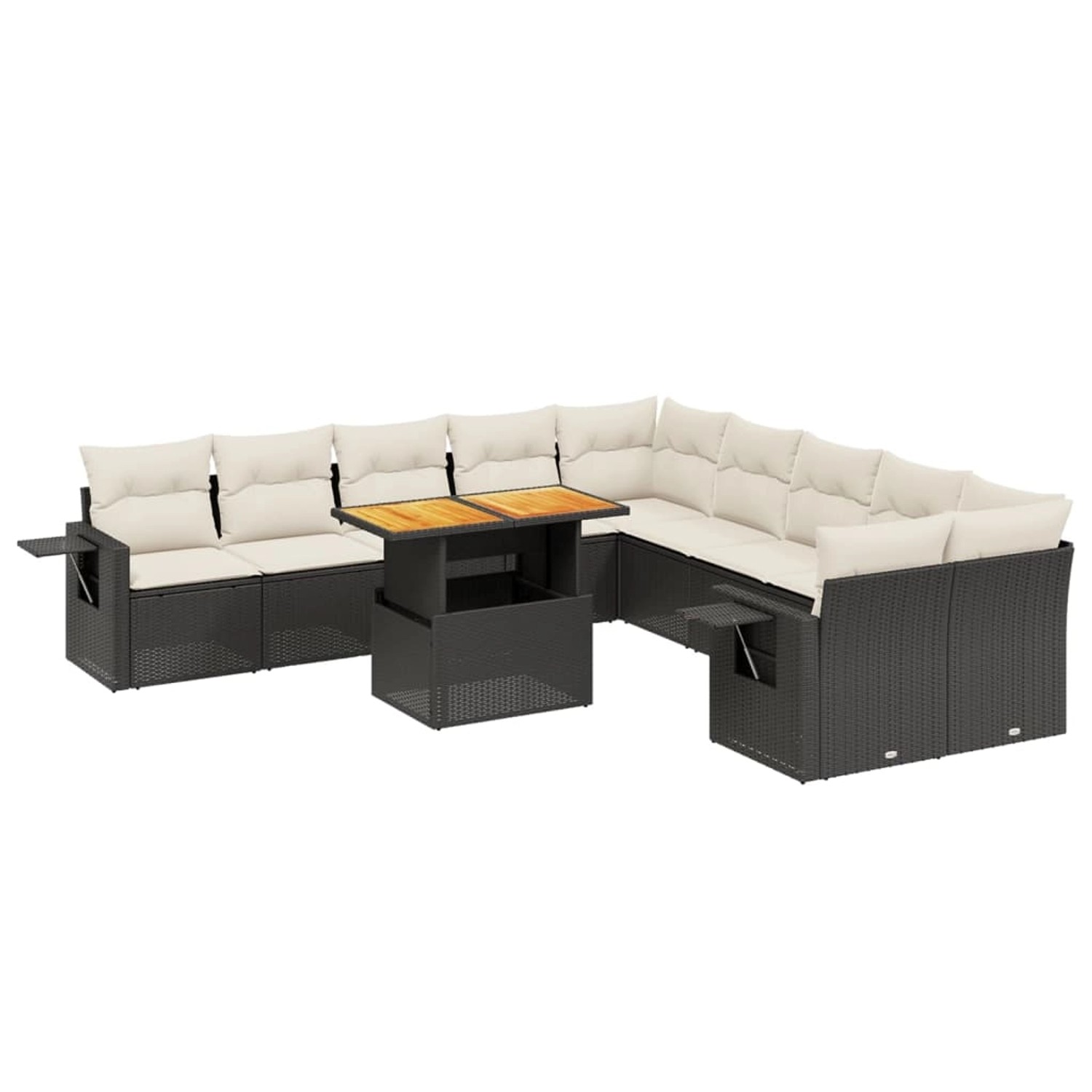 vidaXL 11-Tlg Garten-Sofagarnitur mit Kissen Schwarz Poly Rattan 3271945 günstig online kaufen