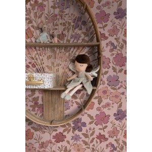 ESTAhome Vliestapete mit Blumenmuster in Dunkelviolett und Rosa, 50x900cm.