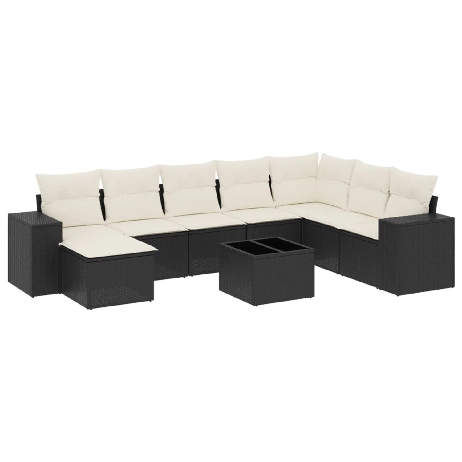 vidaXL 9-Tlg Garten-Sofagarnitur mit Kissen Schwarz Poly Rattan 3222965 günstig online kaufen