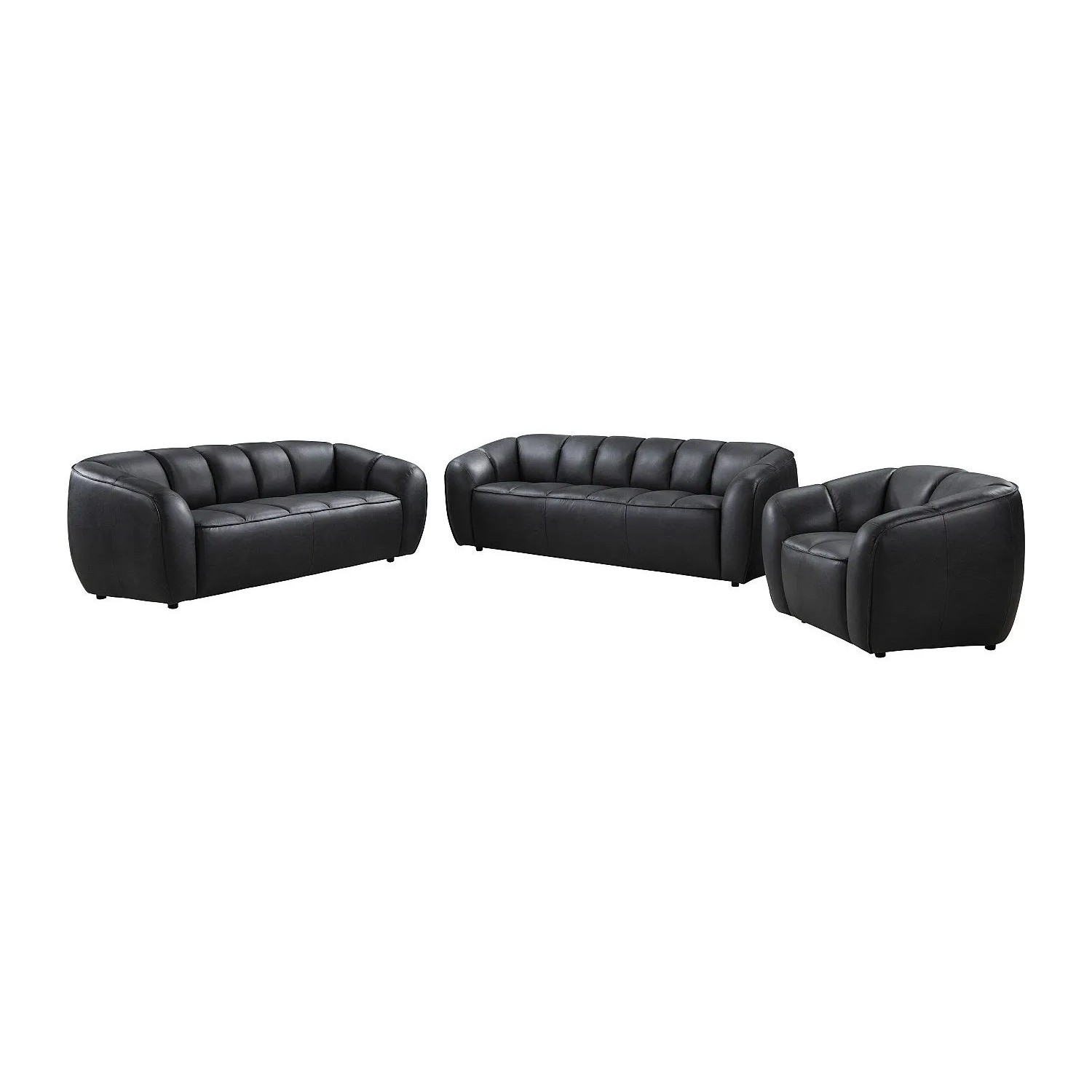 Vente-unique Couchgarnitur Mit Sessel Pradoni Schwarz 111.5 cm  202.5 cm  234 cm