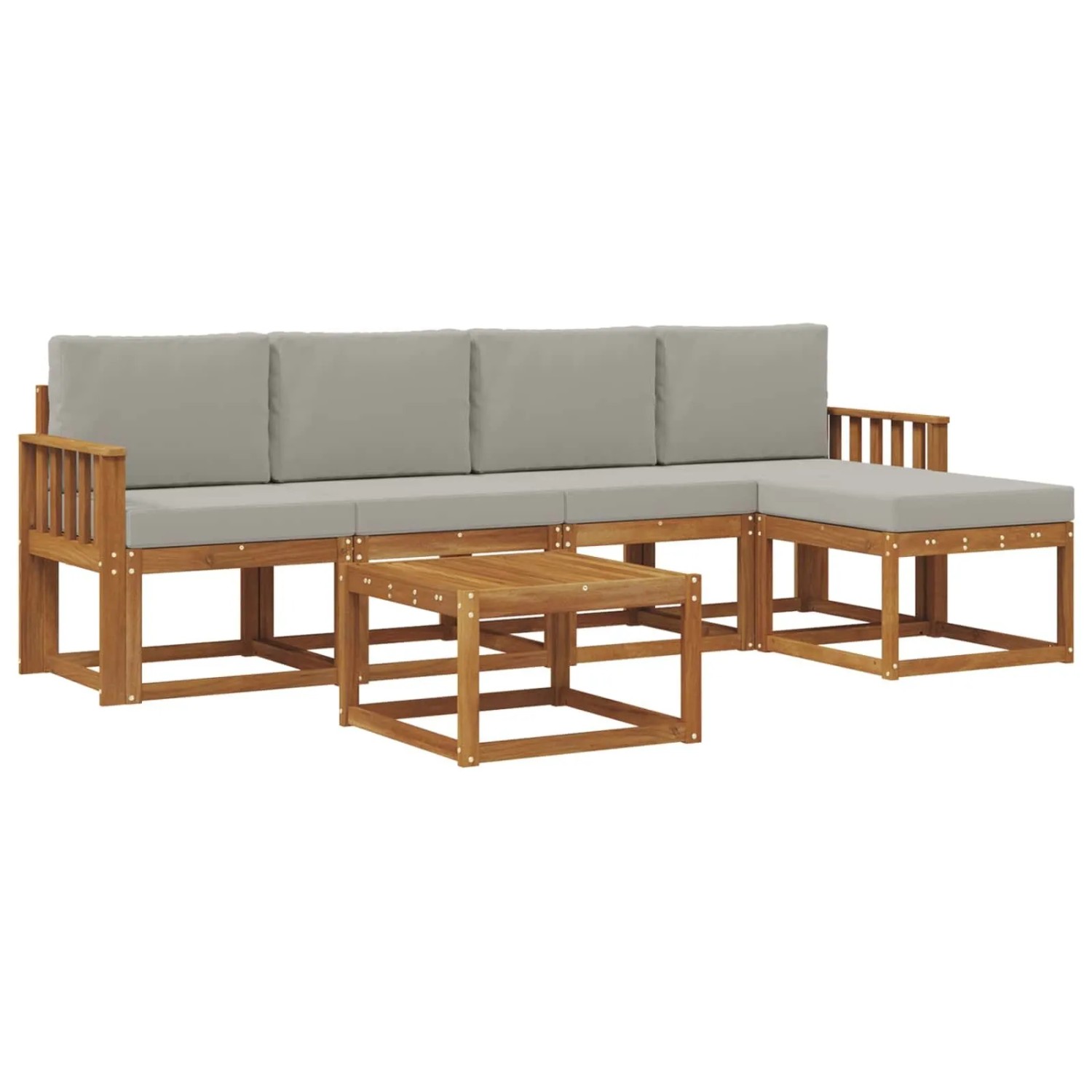 vidaXL Outdoor-Sofagarnitur mit Kissen 6 Stk Natur und Hellgrau 3366284