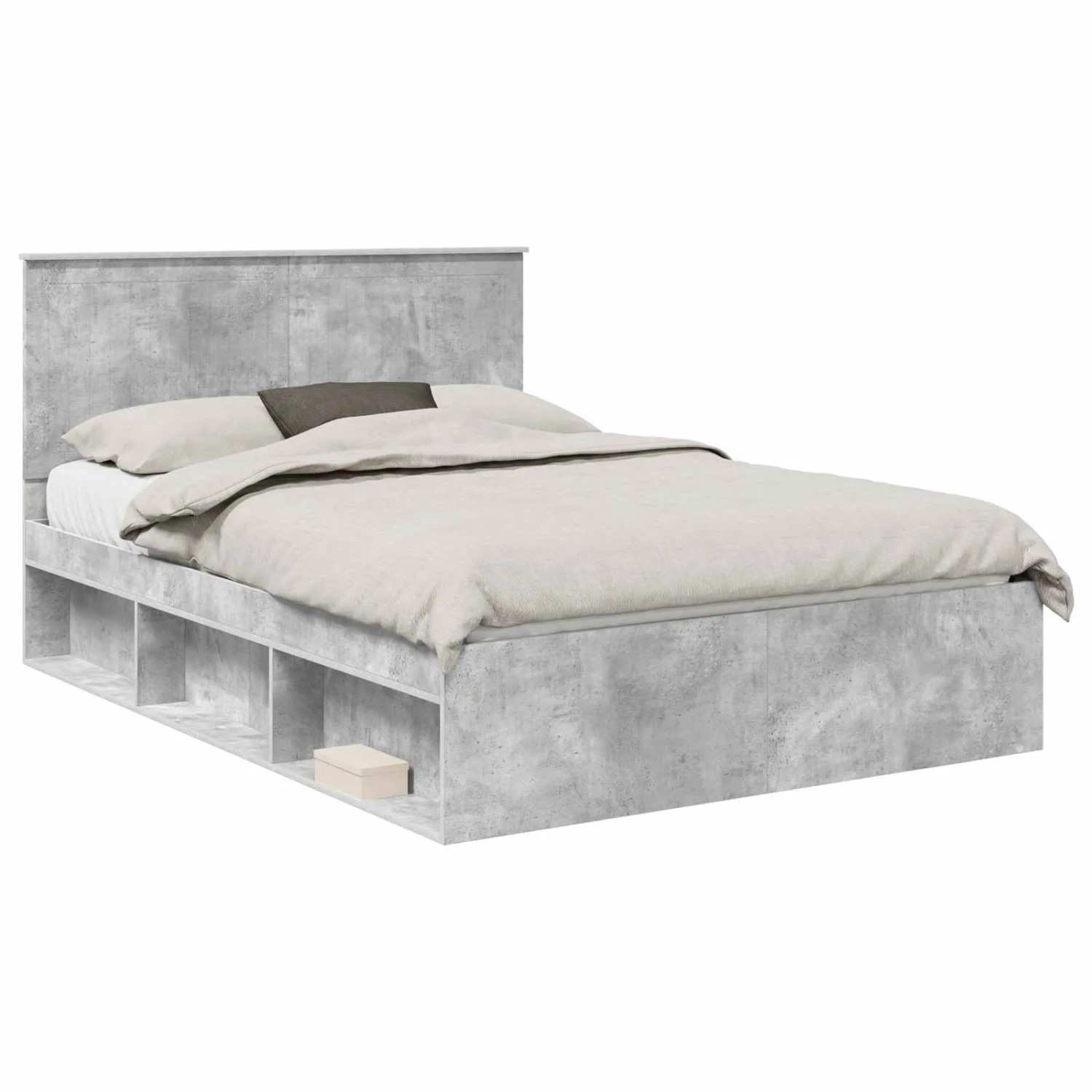 vidaXL Bettrahmen mit Kopfteil Beton 140 x 200 cm Massives Kiefernholz 3411004