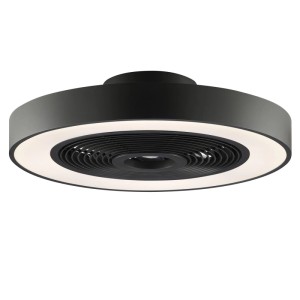 Schwarze LED-Deckenleuchte Catania mit Ventilator, Ø 48,6 cm. Moderne Deckenlampe mit Licht und Kühlung.