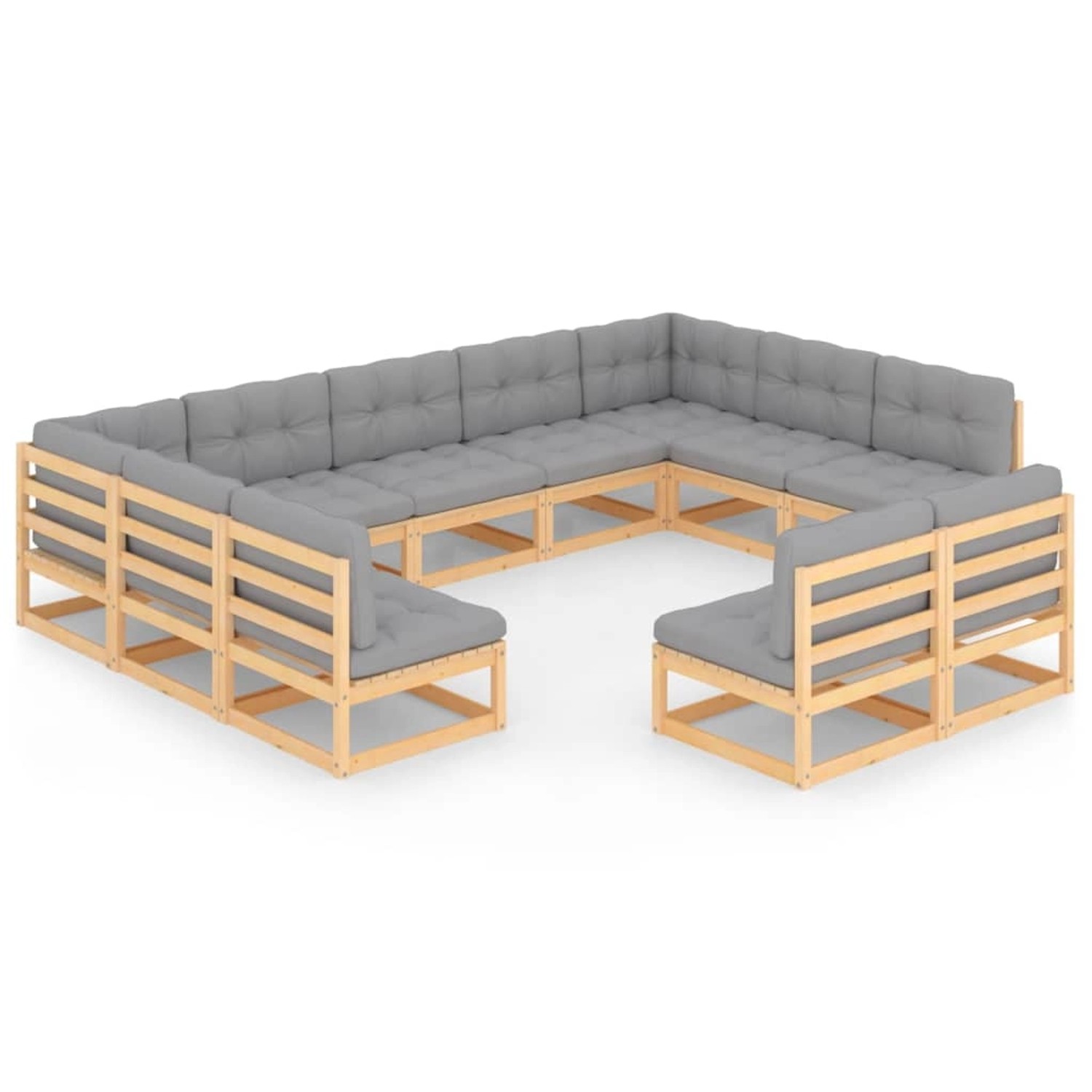 11-tlg. Garten-lounge-set Mit Kissen Kiefer Massivholz günstig online kaufen