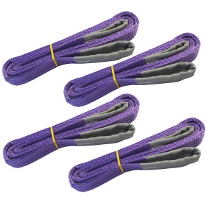4 lila TRUTZHOLM Hebebänder, je 1000 kg Traglast und 1 m Länge. Ideal zum Heben von Lasten.