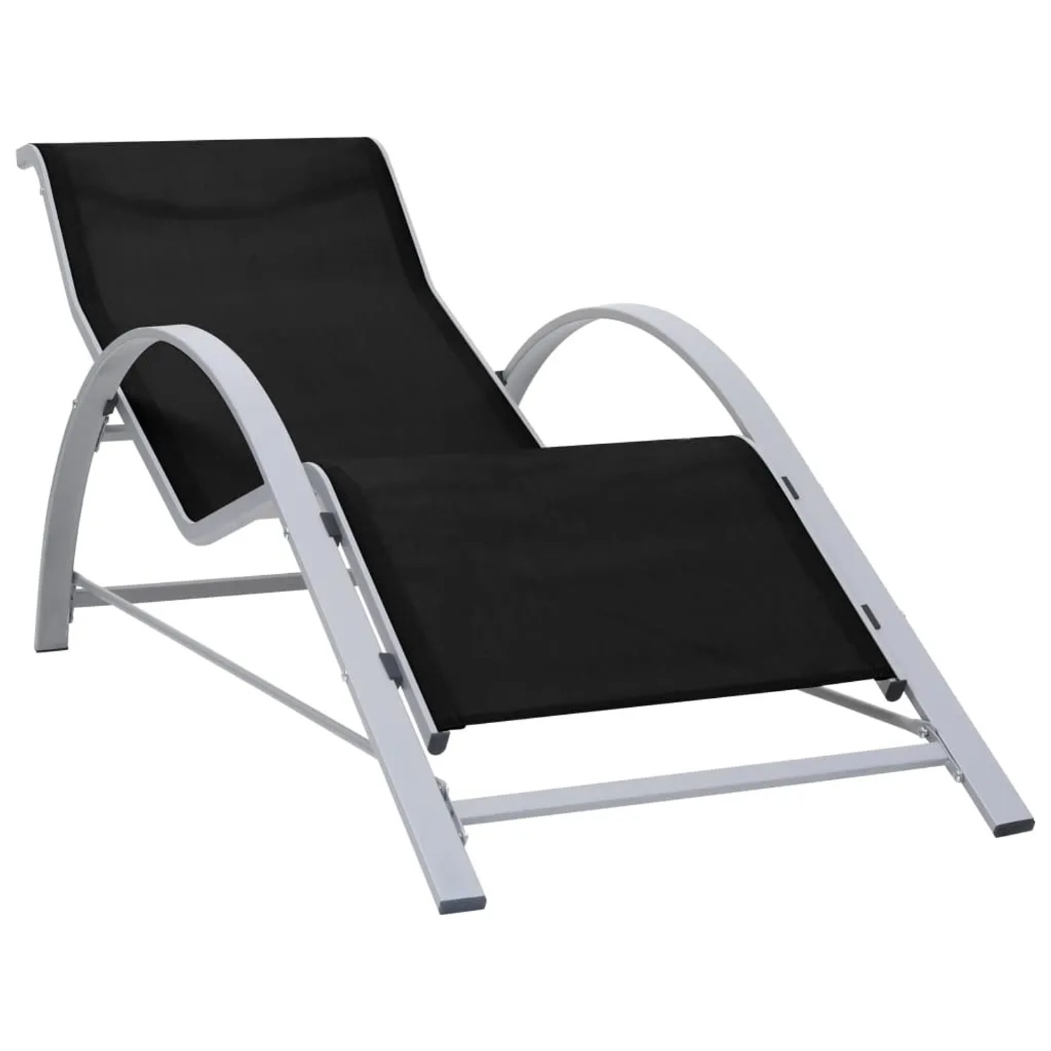 furnicato Sonnenliege Textilene und Aluminium Schwarz