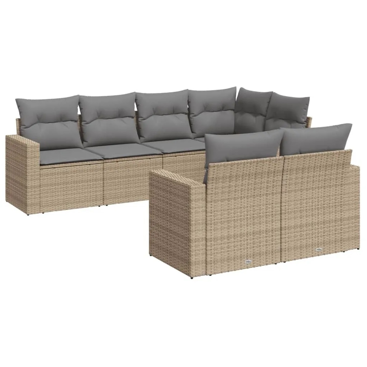 vidaXL 7-Tlg Garten-Sofagarnitur mit Kissen Beige Poly Rattan 3251546