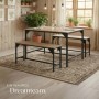 Tectake Sitzgruppe Bolton 3 Teilig Esstisch Mit 2 Sitzbänken 100 x 130 x 75 cm Industrial Holz Hell Eiche Sonoma_8