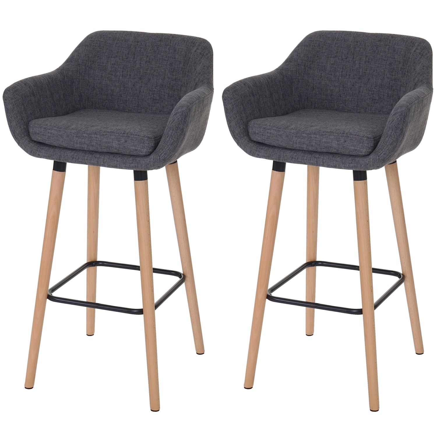 PROREGAL 2er-Set Barhocker Oslo Mit Lehne Sitzhöhe 79cm Textil Grau Barstuh günstig online kaufen